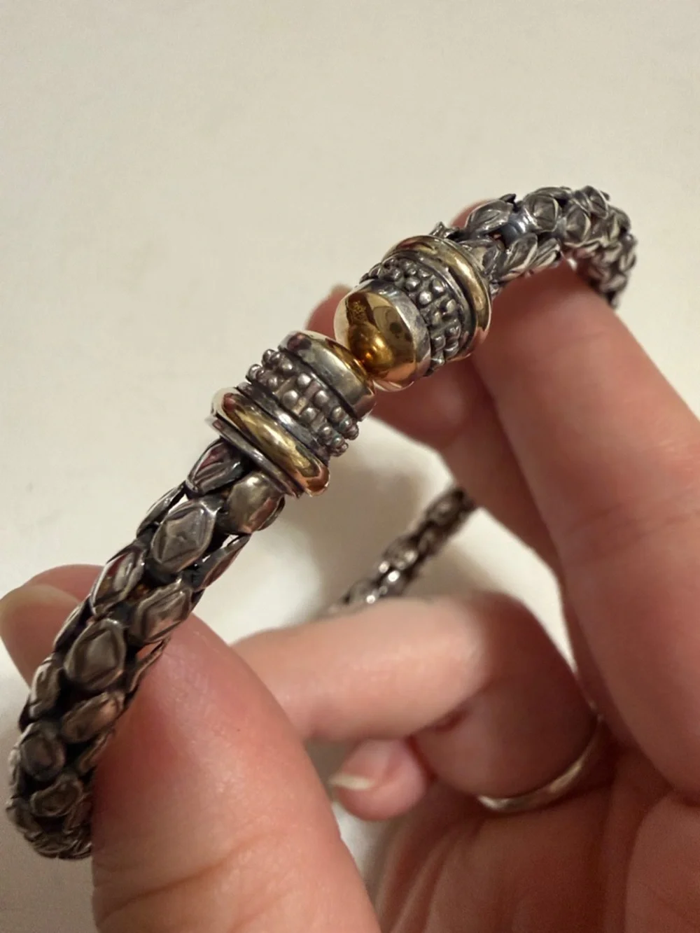18K 925 STERLING SILVER ROPE TEXTURE CABLE FLEXIBLE CUFF BRACELET